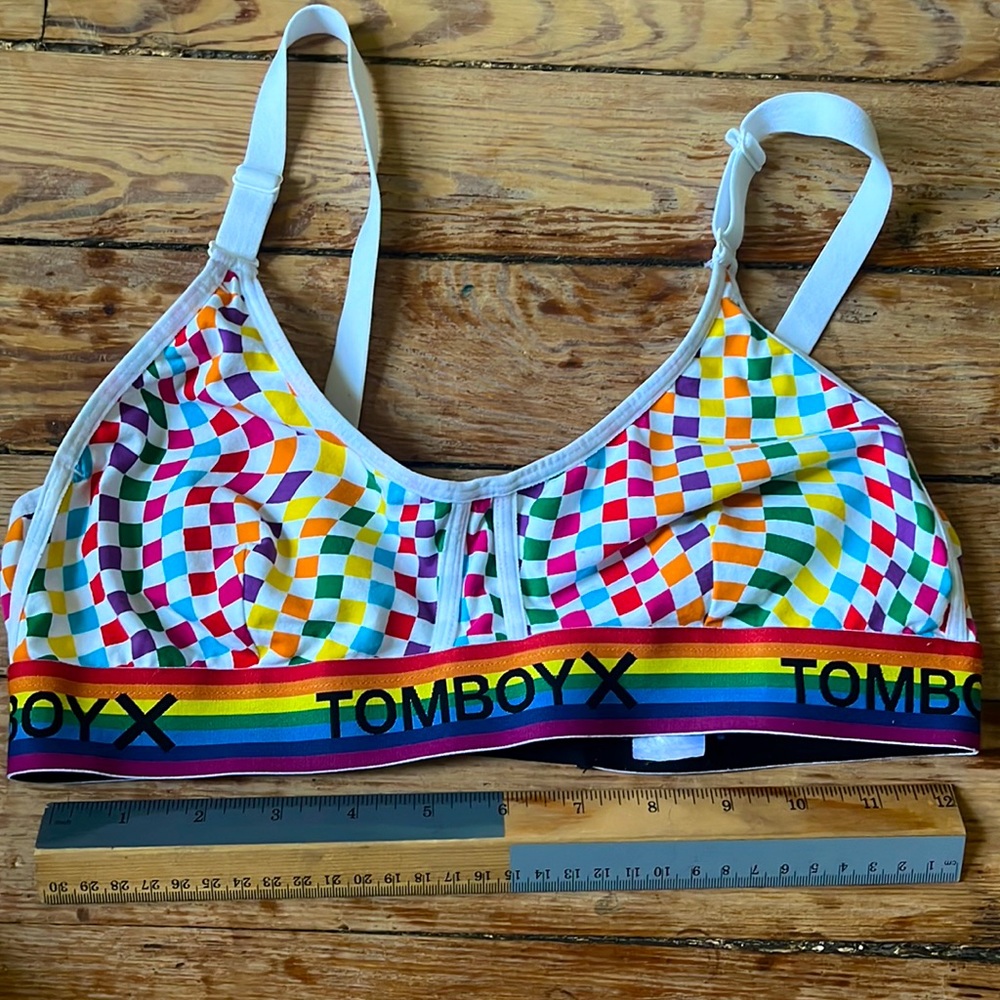 Adjustable Tomboyx Rainbow Prism Scoop Bralette